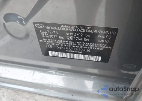 2013 Hyundai Elantra Gls from USA, damaged, VIN 5NPDH4AE9DH399026